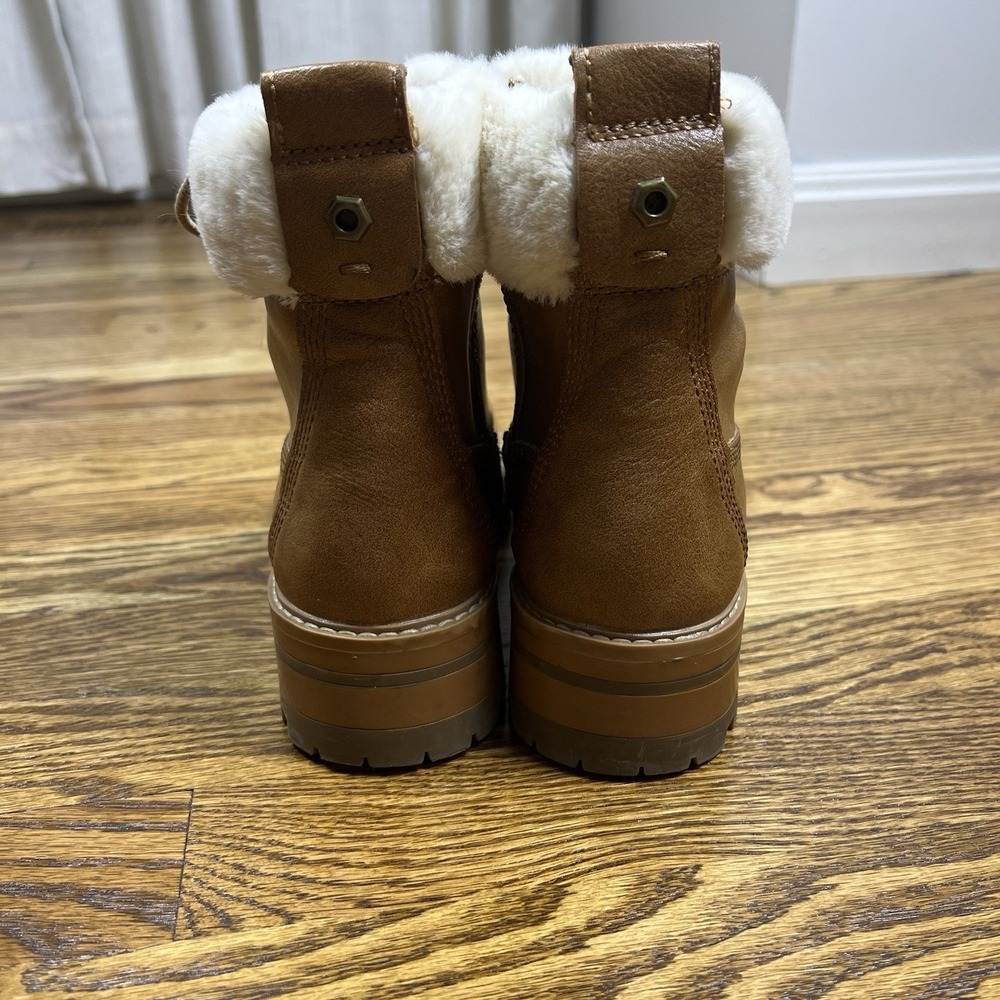 Madden Girl Brown Winter Boots Faux Shearling Trim Side‎ Zip Sz 7.5 - Picture 3 of 6
